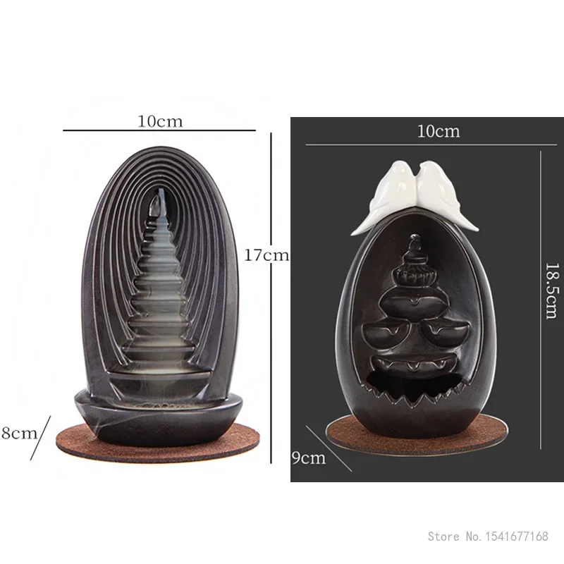 Creative Ceramic Backflow Incense Burner, Zen Home Bedroom Decor Ornaments, Aromatherapy Furnace, Sandalwood Agarwood Stove, 1Pc