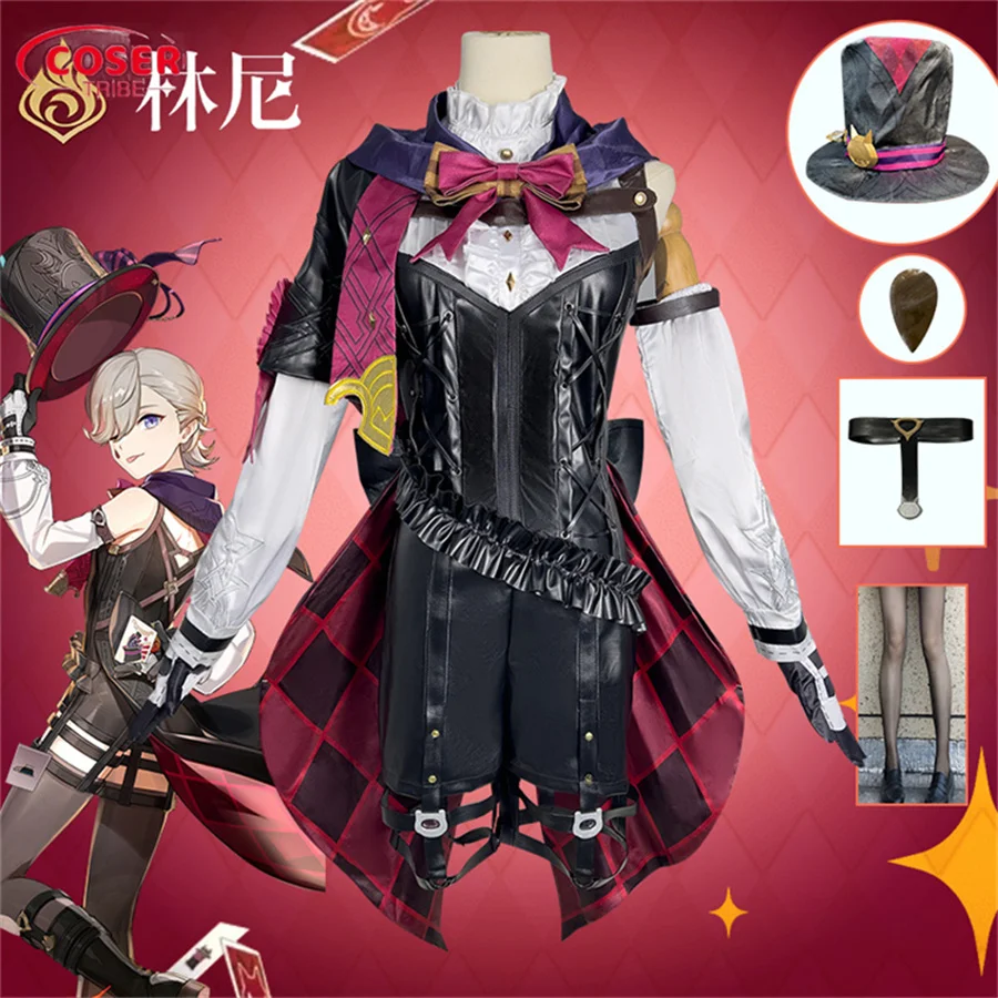 

COSER TRIBE Anime Game Genshin Impact Lyney Ceremonial Dress Halloween Carnival Role CosPlay Costume Complete Set