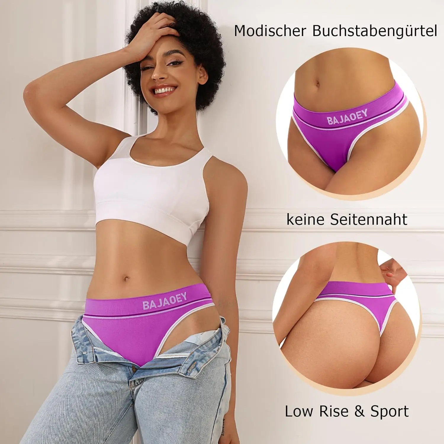 String Thong Women's Underwear Seamless Thongs Sports Waistband Thongs Set Soft Stretch Hipster Seamless Strings Underwear Women