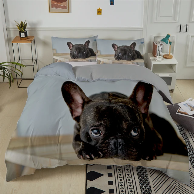 Lynnezilla Duvet Cover 3 Pieces Bedding Set French Bulldog Bedspread  Comforter Set Bed Cover All Season Twin/Full/Queen/King Size, 1 Duvet Cover  + 2