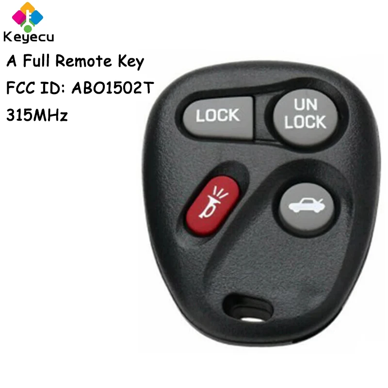 

Пульт дистанционного управления KEYECU с 4 кнопками для GM/ GMC/ Chevrolet/ Buick/pontioldac ABO1502T, 16245100-29