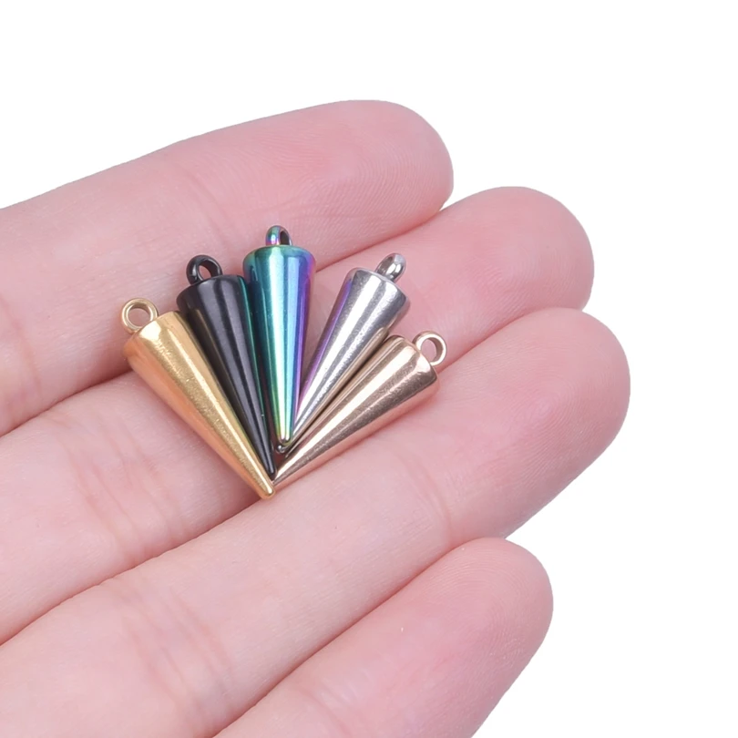 

4-10pcs 5 Color Stainless Steel Circular Cone Charm for DIY Jewelry Making Necklace Earrings Cone Pendant Handmade Jewelry Craft