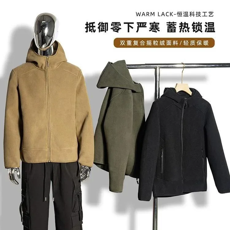 남성용 플리스 스웨터 재킷, 미국 트렌디 브랜드, 루즈 가디건, 두꺼운 후드 재킷, 가을 신상