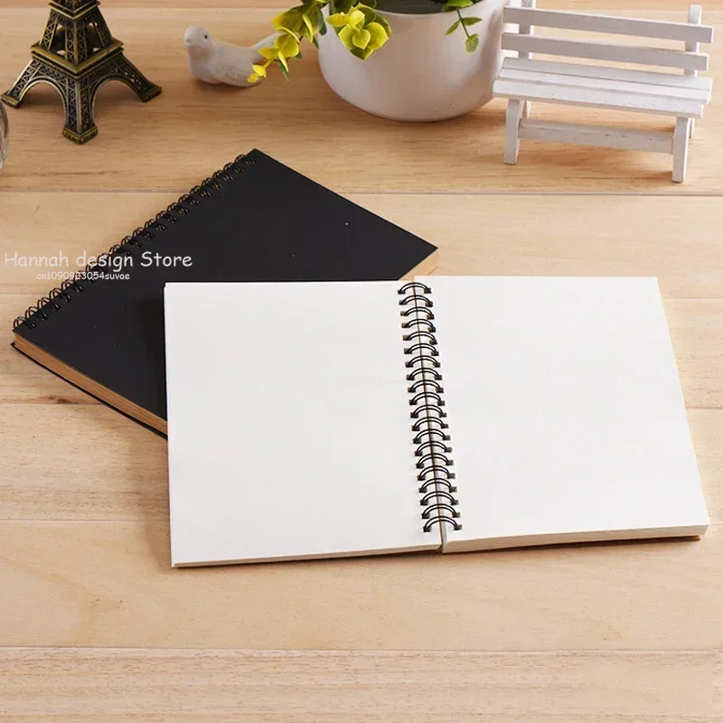 Cute Small Sketchbook Notebook for Drawing Painting Graffiti Soft Cover Black Paper Sketch Diary Book Memo Pad Office School