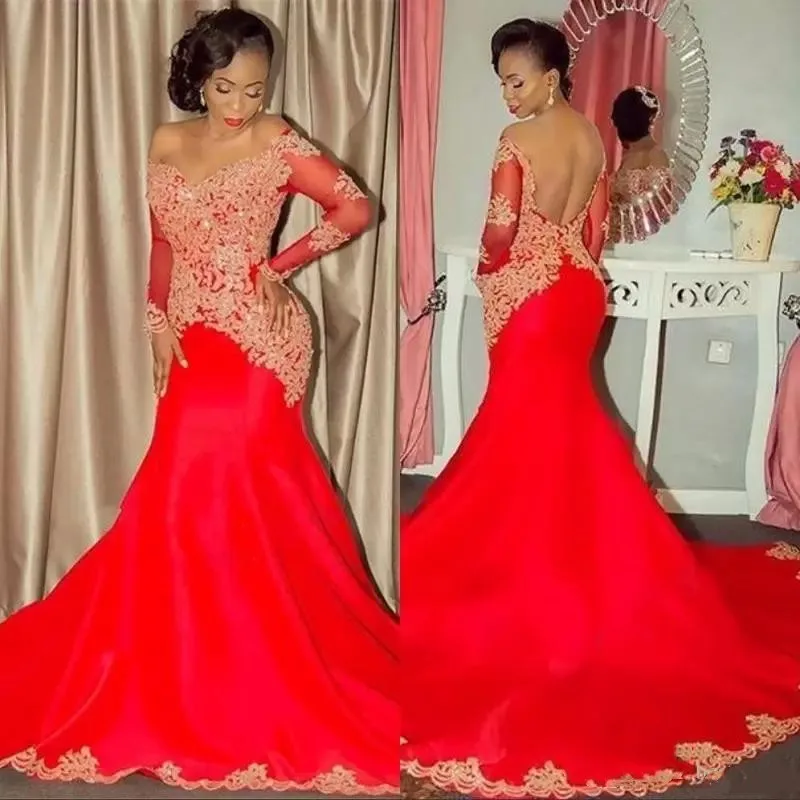 Sexy Red Prom Dresses Long Sleeves 
