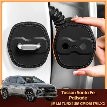 2/4Pcs Silicone Car Door Lock Cover Protective Decoration Case For Hyundai Tucson JM LM TL NX4 Santa Fe SM CM DM TM Palisade LX2 1