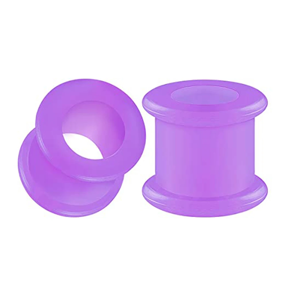 Silikon Double Flared Sattel Piercing Schmuck Gestreckte Ohrstöpsel Ohrring Lappen Acryl Externer Flesh Tunnel Lila – Detail 7