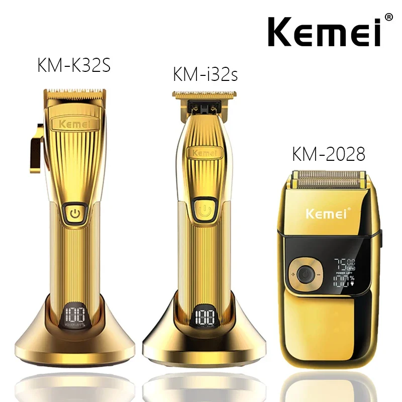 Kemei KM-K32S i32s KM-2028 Professional Hair Trimmer Razor Kits with Seat Charger Hair Cutting Machine USB Charging Hair Clipper