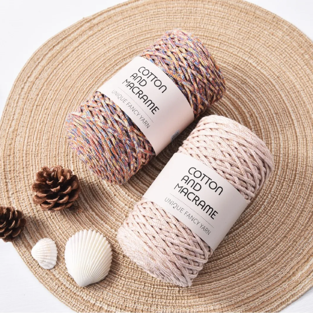 200g Mixed Color Pure Cotton Yarn,130m Round Stranded Hollow Cotton Wool,DIY Scarf Carpet Crochet Thread, High-end Knitting Yarn 3