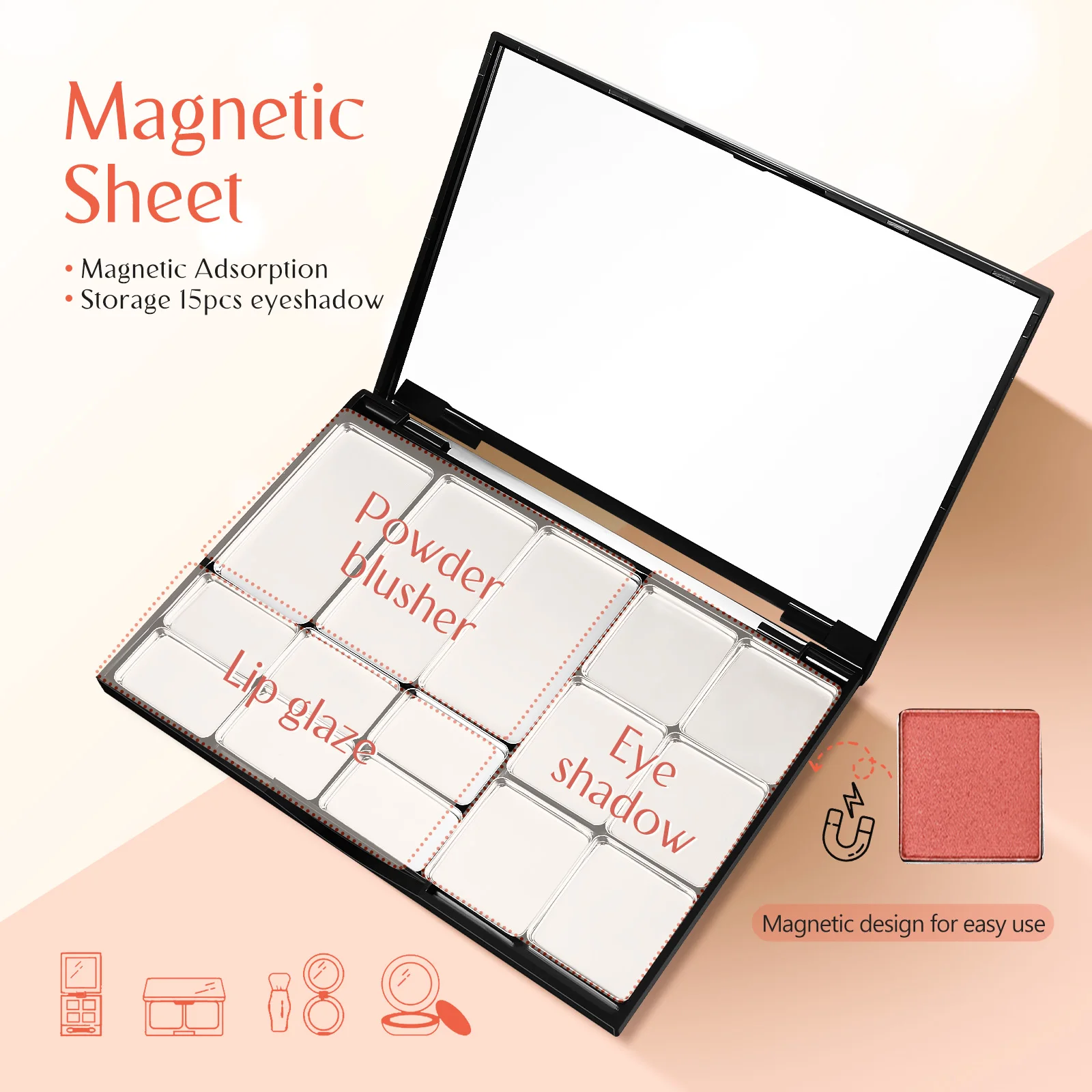 1 Set Empty Eyeshadow Case Magnetic Makeup Palette Empty Makeup Palette Eyeshadow Holder Blusher DIY Box eye shadow plate