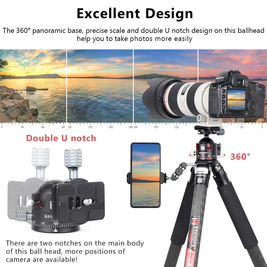 GEEHOPE CE-45 Low Profile Tripod Ballhead Universal Panoramic 45mm BallHead for