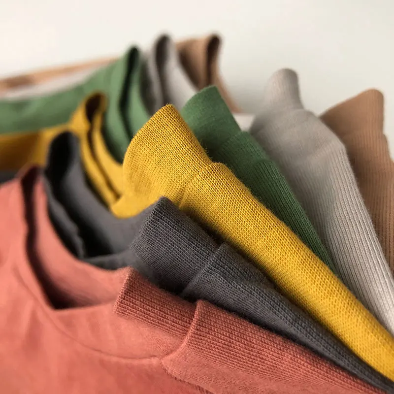 T Shirt Summer Kids T-shirts Solid Girls Tees Short Sleeve Tops Cotton Boys Korean Casual Children Clothes 1-9Y