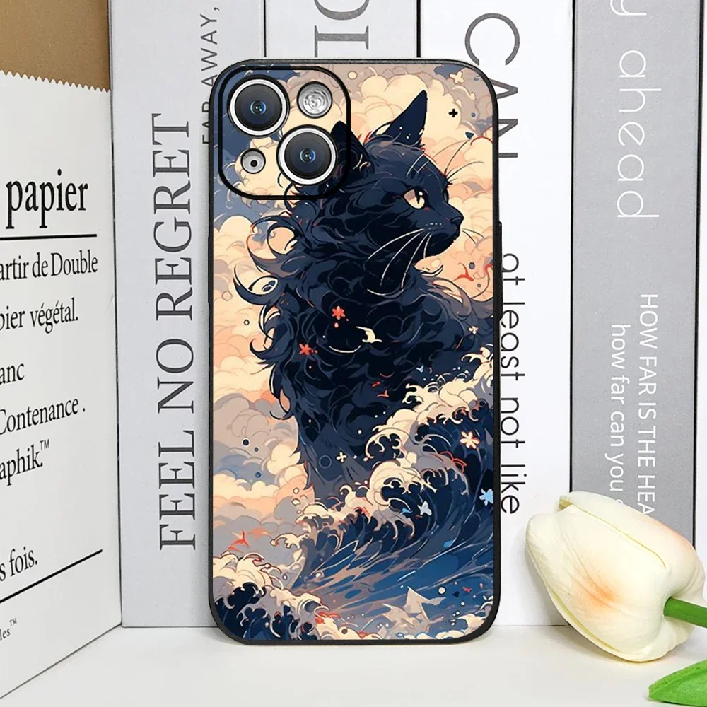 Cat-Themed Great Wave of Kanagawa Artistic Soft Phone Case Cover
