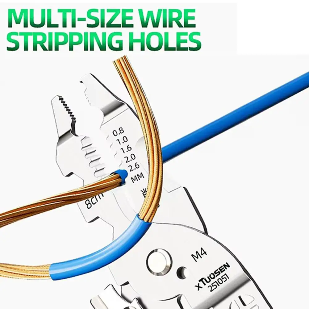 Versatile Foldable Electrician Tool with Wire Stripping & Voltage Testing Capabilities
