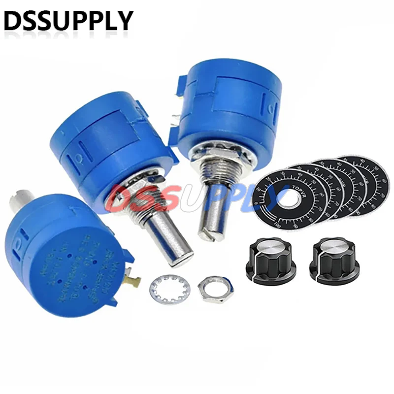 1Set 3590S Multiturn Adjustable Resistor Potentiometer Kit 100 200 500 1K 2K 5K 10K 20K 50K 100K Ohm With Potentiometer Knob A03 potentiometer kit