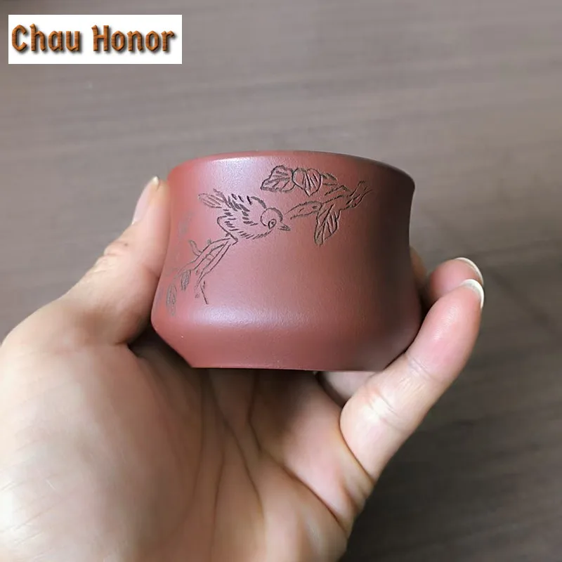 110ml Handmade Bird Zisha Teacup Japanese Tea Bowl  Tea Cup Tea-tasting Fragrance Cup Chazhan Master Cups Drinkware Collection