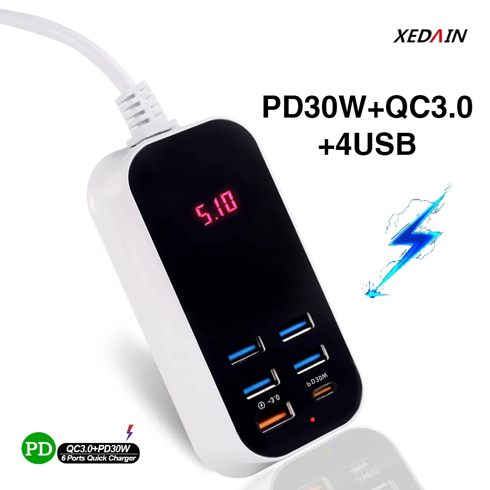 Caricatore USB multiplo PD 30W tipo C caricabatterie rapido caricabatterie rapido da parete adattatore di alimentazione 3.0 caricabatterie UK EU US Plug caricatore per cellulare