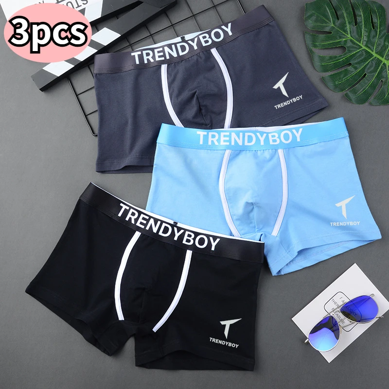 

3PCS/Set Men's Underwears Thin Breathable Sports Boxer Shorts Gay Youth Panties Jockstrap Student Soft Underpants Boys Boxers