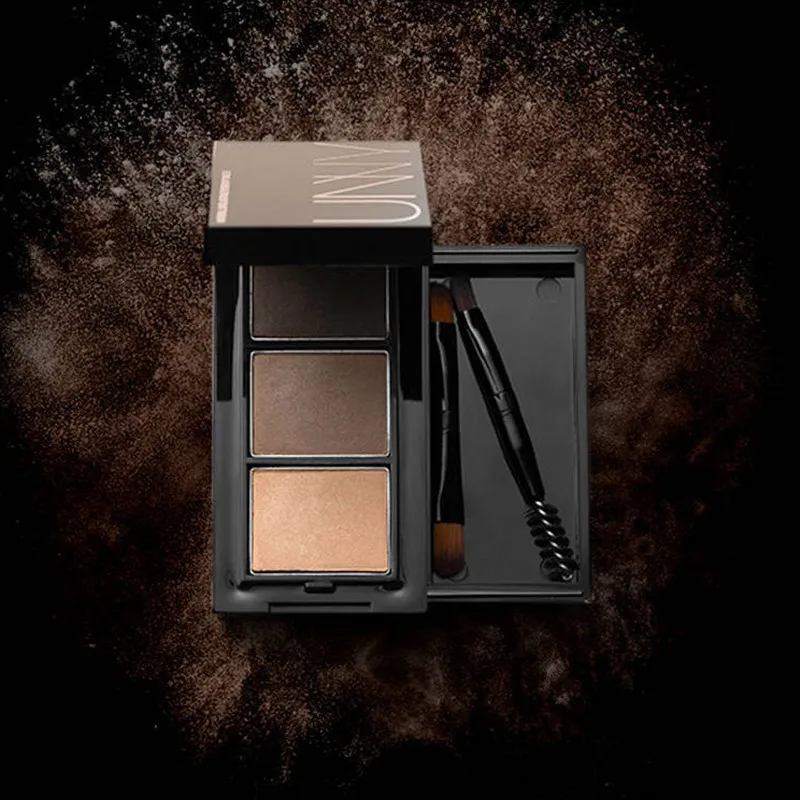 UNNY 3 in 1 Eyebrow Powder Makeup Palette Gel Waterproof for Eyebrow Enhancer Nose Shadow Contour Cosmetic Brush Mirror 5