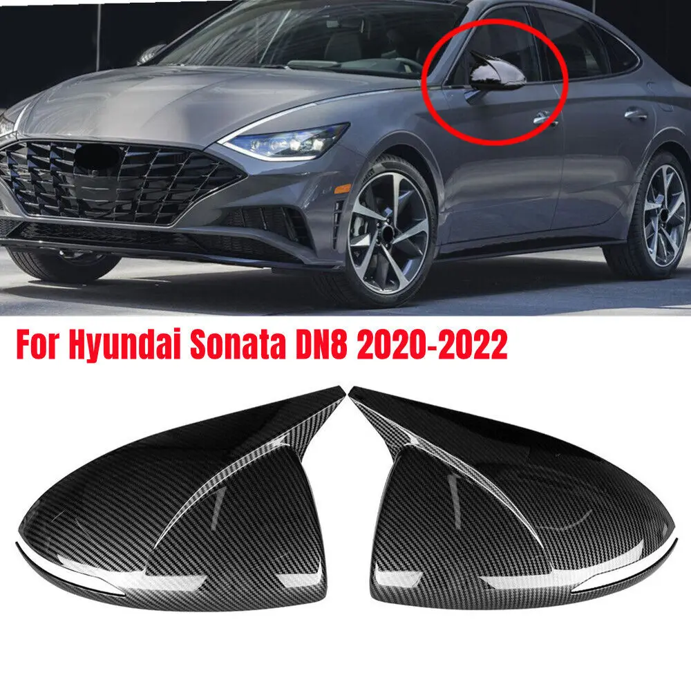 

For Hyundai Sonata DN8 2020 2021 2022 Rearview Side Mirror Cover Wing Cap Exterior Door Rear View Case Trim Carbon Fiber Look