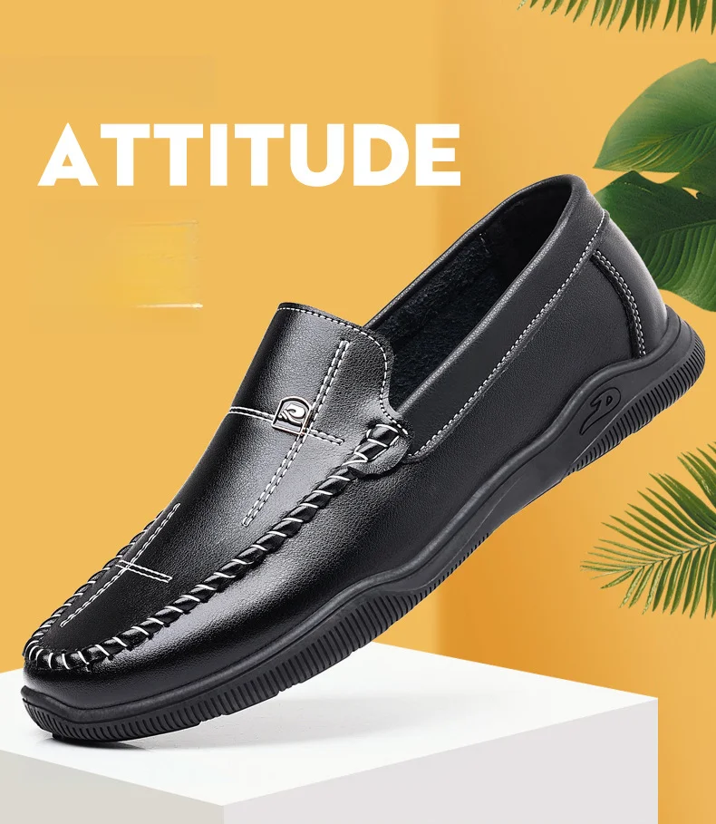 Herresko myk såle rund hode hånd slip-on loafers herre single sko casual lave topp_voghion.com