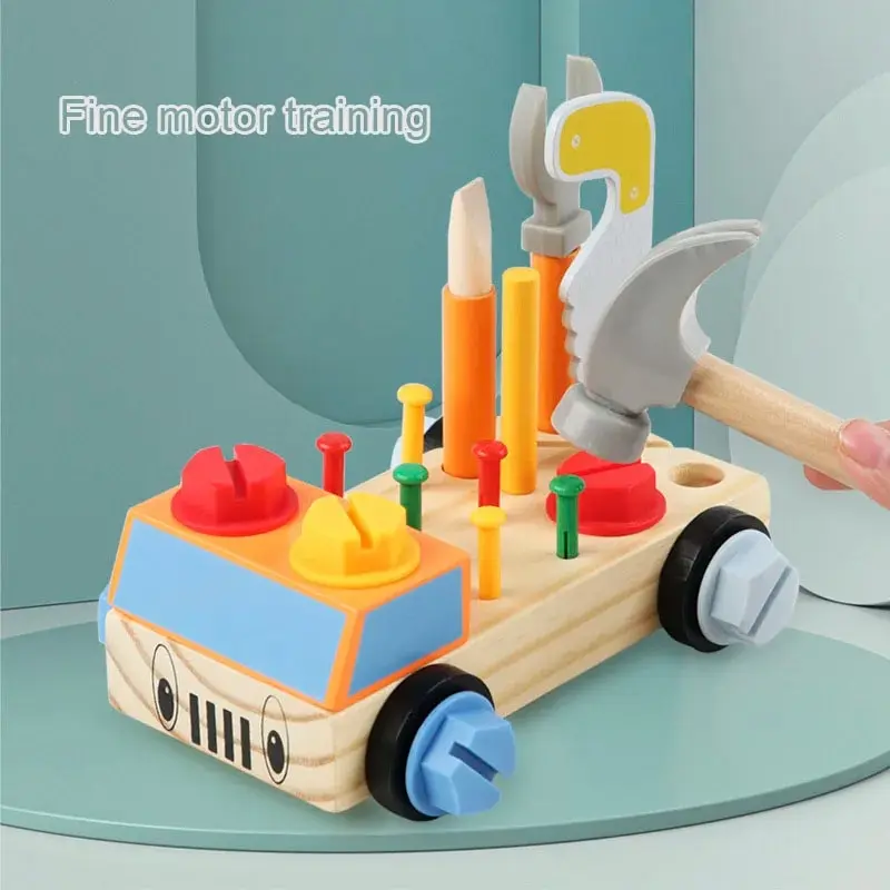 Children Toolbox Toy Wooden Pretend Game Puzzle Montessori Disassembly Set Simulation Multifunctional Repair Carpenter Tool Gift