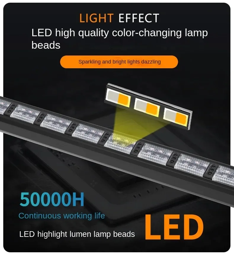 Multifunctional Color-Changing Bumper Light Led Strobe Rescue Warning Light Car Truck Opening Flash Strip Stick