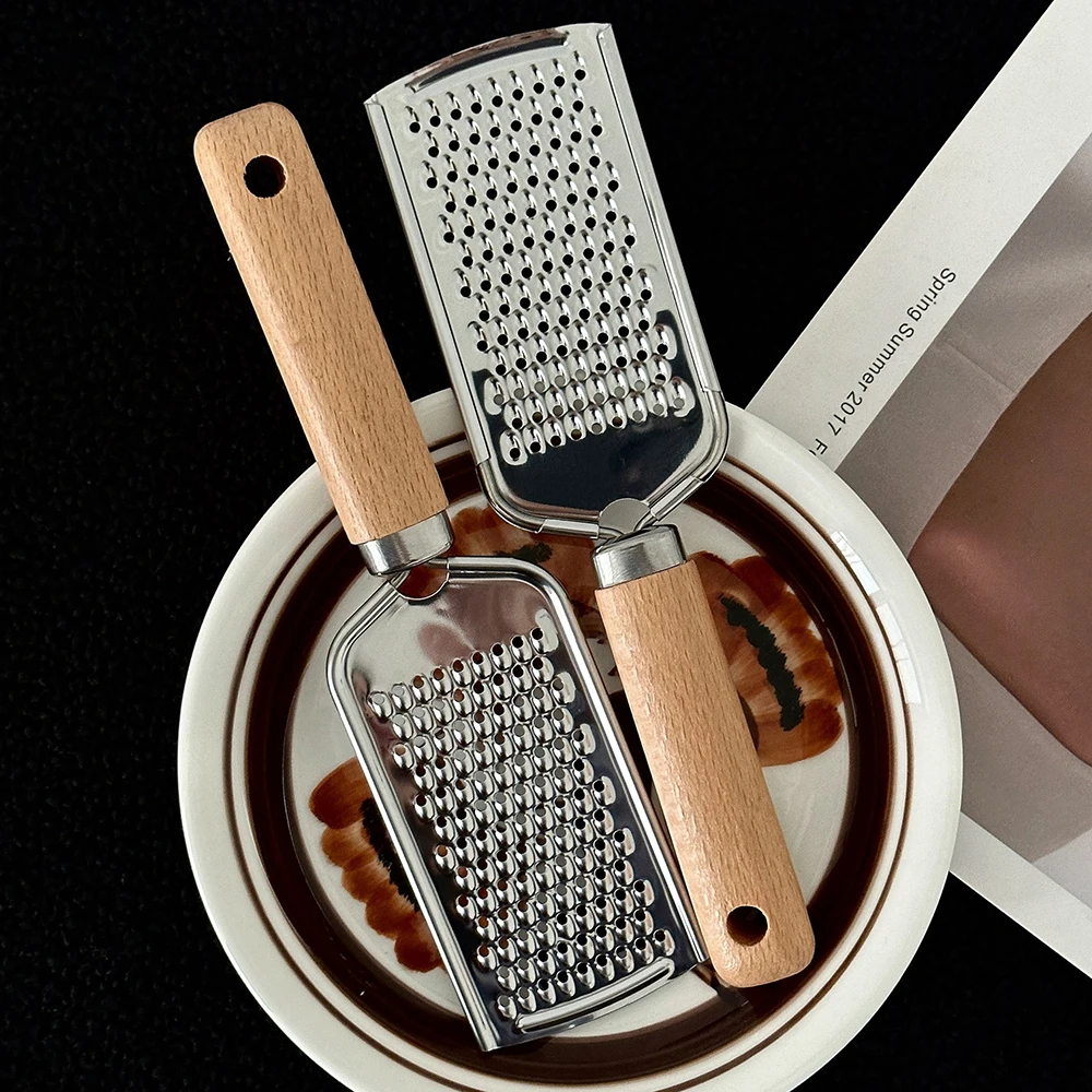 Kitchen Grater 1PC Wooden Handle Grater Small Kitchenware Stainless Steel Baking Utensils