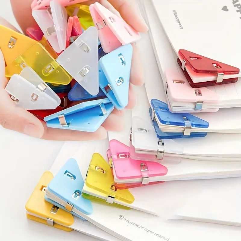 Kawaii Triangle Corner Clips File Paper Clips File Index Photo Clamp Page Holder 18pcs Korean Stationery Office Desk Organizer paper clips,binder clips