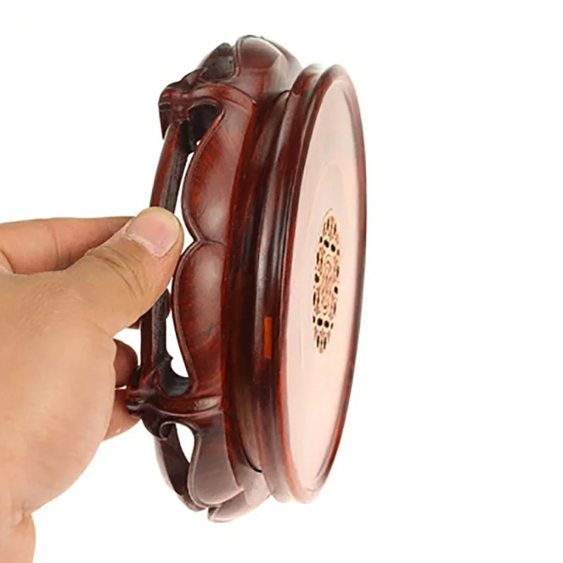 Red Sandalwood Rotatable Disc, Circular Base, Jade Vase, Bonsai Buddha Statue, Guanyin Ornament, Lotus Wood Holder, Handicraft