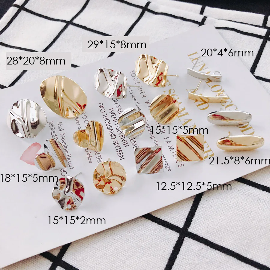 

10pcs Silver Color Earrings Connector Love Heart Square Round Earring Base Stud Earring Settings for Diy Jewelry Making Findings