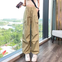 Fashion Women Joggers Pants Casual Female Chic Straight Cargo Pants Elastic High Waist Streetwear Slim Trousers Summer Thin - Image 6