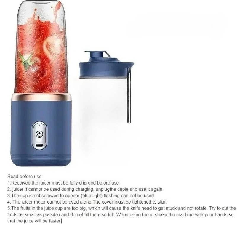Portable USB Rechargeable Blender for Smoothies and Milkshakes - 400ml Travel-Size Mixer Cup