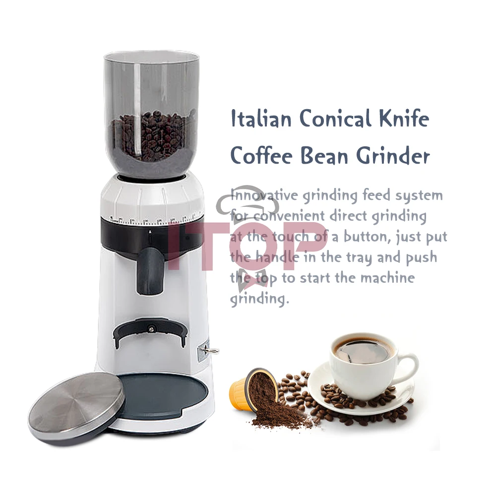 ITOP Electric Coffee Grinder 40mm Stainless Steel Conical Grinding Cores Stepless Fineness Adjustment Miller for Espresso French
