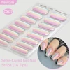 Harunouta Gradient Auroras Semi Cured Gel Nail Strips Sparkly Shinning Gel Polish Stickers for Nails Work with UV LED Nail Lamps 1