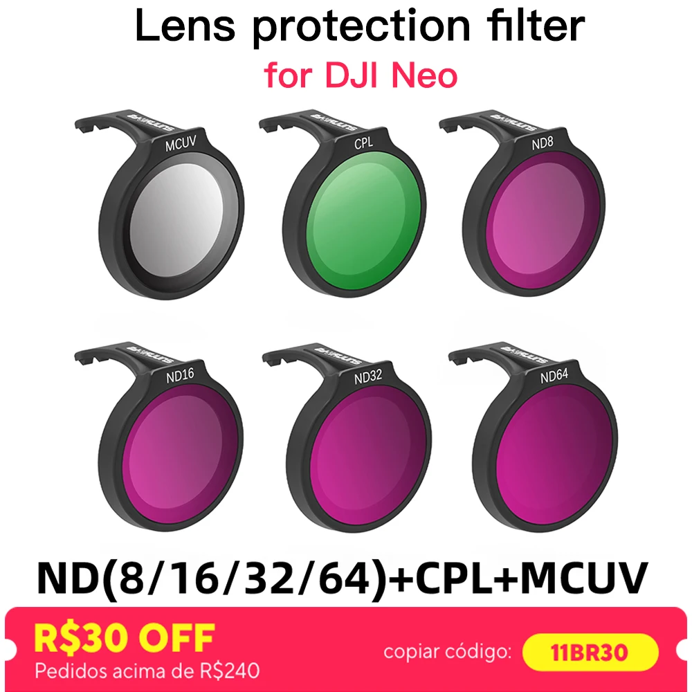 Lens Filter Kit for DJI Neo Drone Accessories ND Filters Set Camera ND 8/16/32/64 MCUV HD Optical Glass Camera Filter