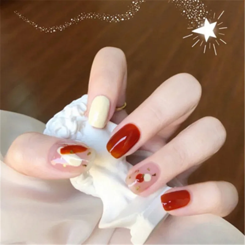 24P Wear Enhancement Patch Fake Nail Finish Product Detachable Bow Love  Brick Pearl Nail False Nails Girls Nail Art Decoration - AliExpress