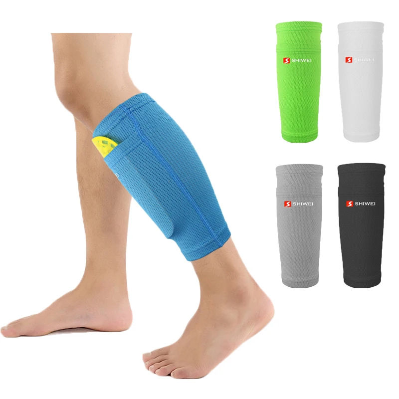 Enhanced Soccer Shin Guard Sleeves with Pocket - Nylon Leg Support