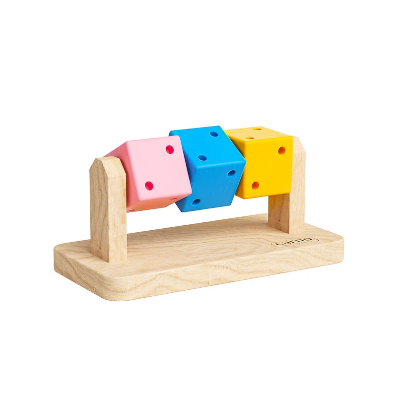 Funny Wooden Rubik's Cube-shaped Interactive Chewing Toy Small Pet Birds Parrots Hamsters Boredom Relief Toys 1pc