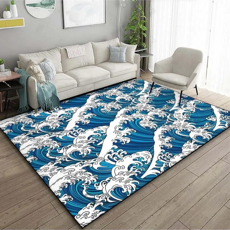 

Japanese Art Retro Waves Carpet Living room Bedroom Cloakroom Floor Mats Anti Slip Comfortable Home Decor Carpet Gift for Friend