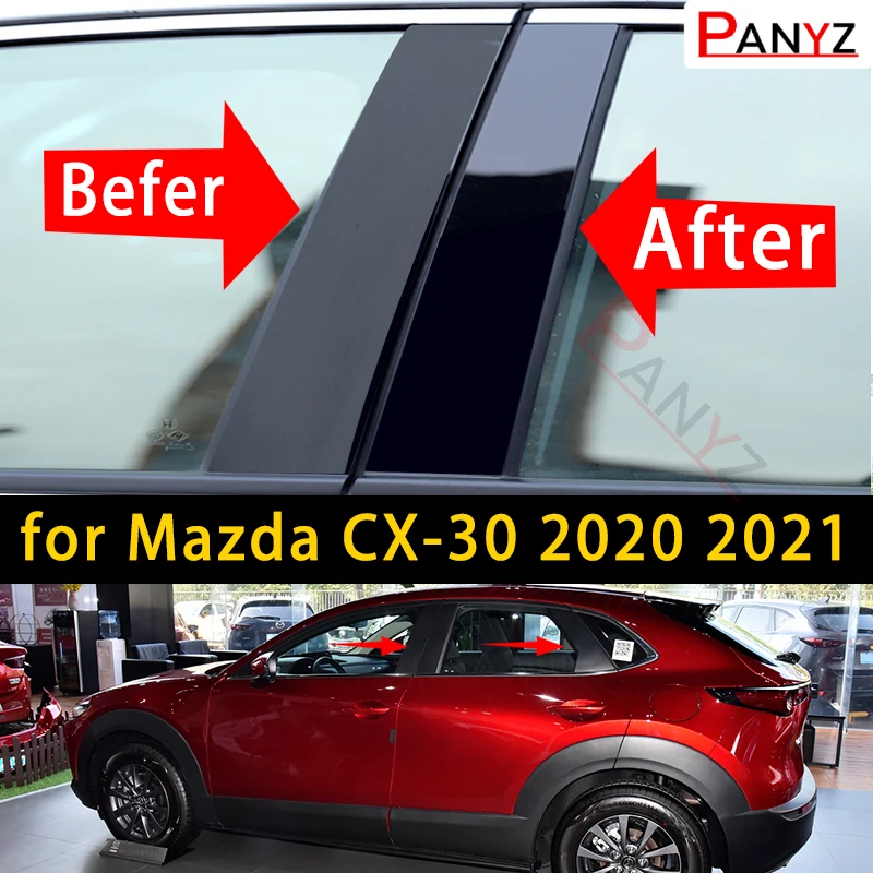 

Для Mazda CX-30 2020 2021 6 шт. полированные столбики для окон автомобиля отделка крышка BC столбик стикер хромовый Стайлинг