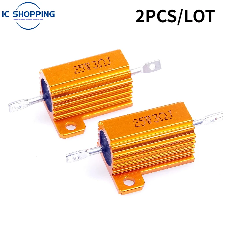 2PCS 25W RX24 Aluminum Power Metal Shell Case Wirewound Resistor 0.1~100K 1R 10R 100R 4.7K 5.1K 10K 15K 20K 22K 30K 50K 75K Ohm wirewound resistor