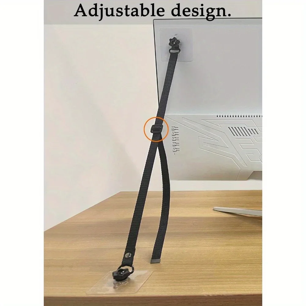 Adjustable TV Safety Straps No-Drill Adhesive Anti-Tip Furniture Anchors for Baby Proofing Flat Screens Fix to Wall 2 Pack furniture wall anchors tv safety straps