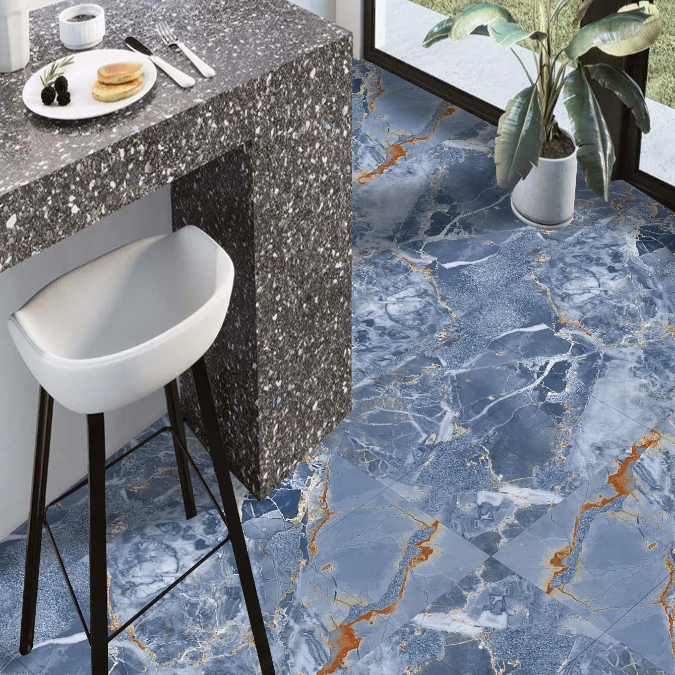 PVC Self-adhesive Ceramic Tile Stickers Waterproof Oil Proof Kitchen Bathroom Living Room Wall Floor Decoration 10pcs/set wall stickers