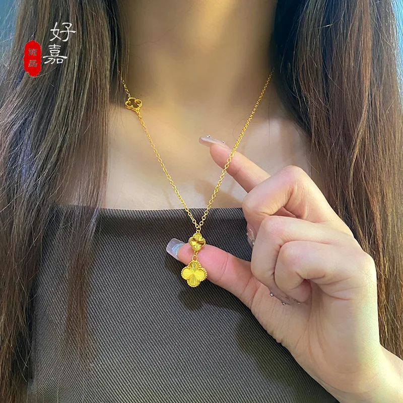 قلادة متكاملة فاخرة من الذهب الحقيقي عيار 24 قيراط...