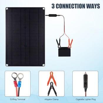 Car Solar Battery Charger Maintainer, 20W 12V Portable Solar Panel Trickle Charging Kit Intelligent Voltage Adjustment 2