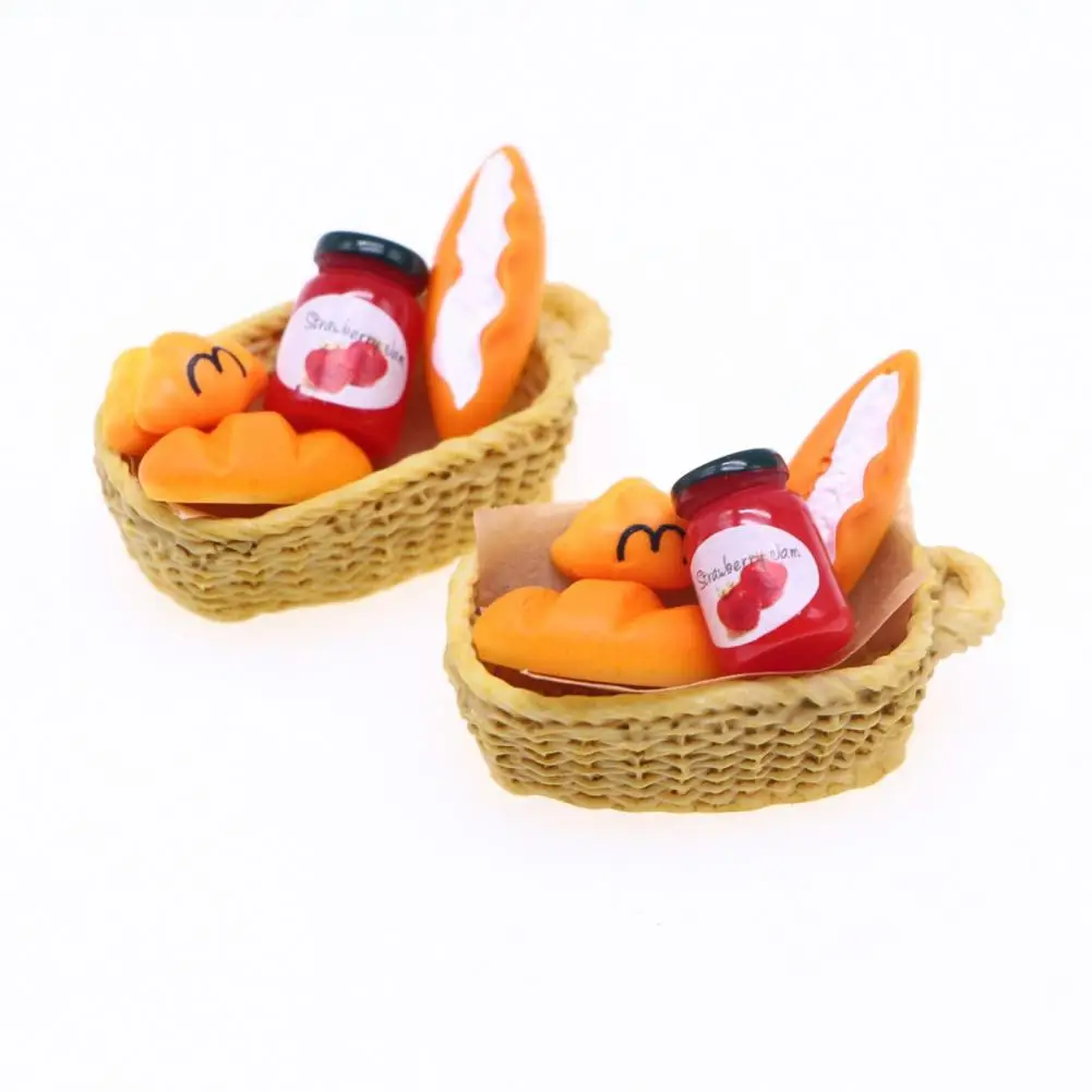 

Миниатюрная еда, набор миниатюрных моделей хлеба с бутылкой для соуса, корзина для хлеба для кукольного домика, для украшения микроландшафта