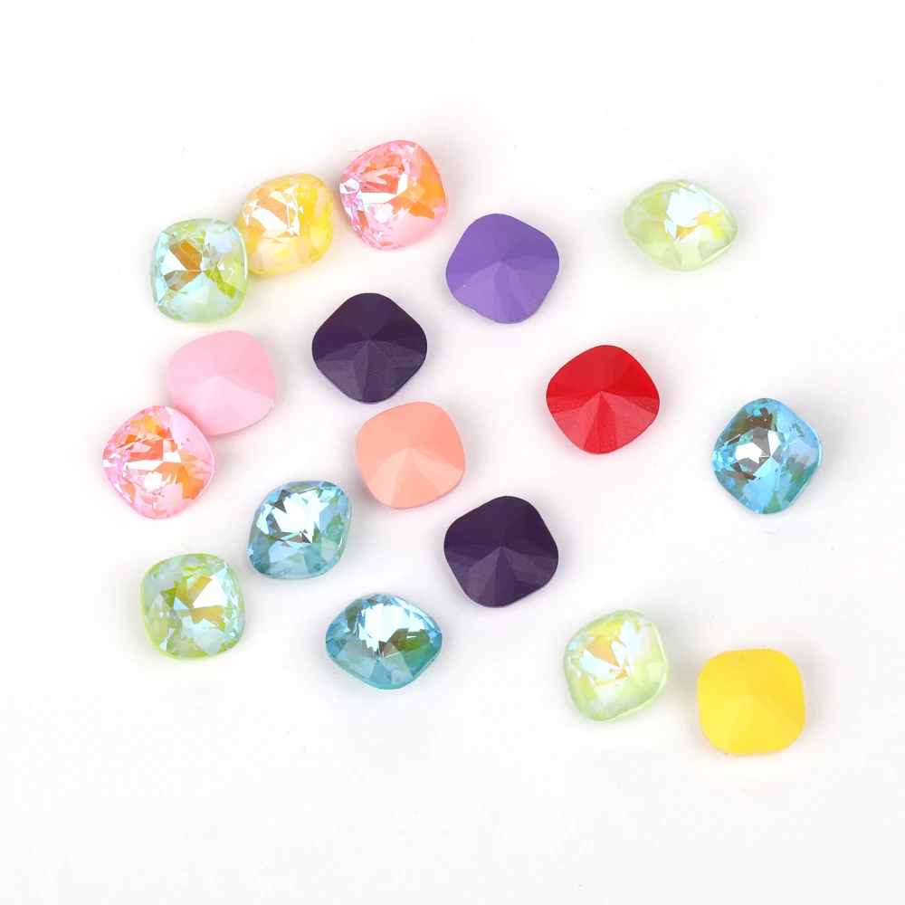 6-12mm 모카 형광 쿠션 라인 석 Piontback Strass 크리스탈 쥬얼리 만들기 손톱 매력에 DIY 접착제 만들기