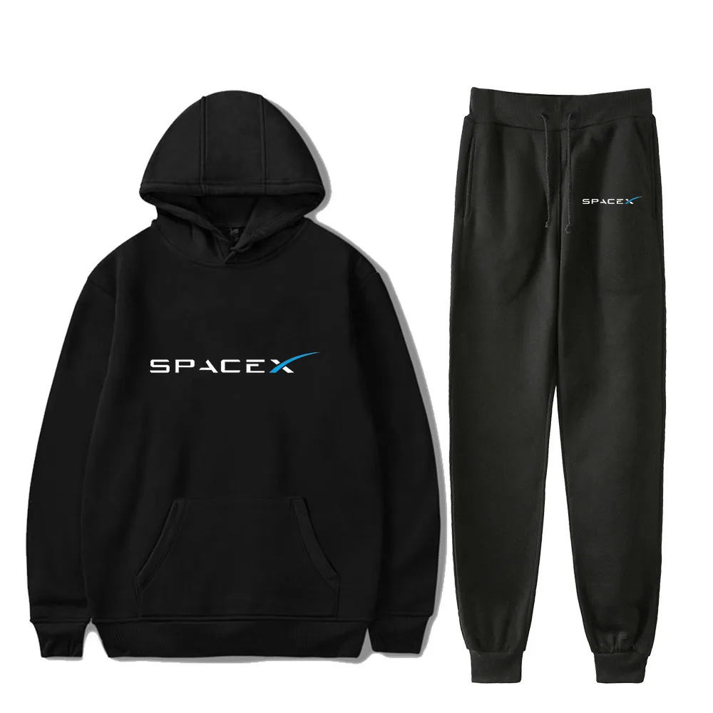 

Спортивный костюм SpaceX из двух предметов для мужчин и женщин, толстовка с длинным рукавом и брюки-джоггеры, Повседневная Толстовка в стиле Харадзюку, уличная одежда и штаны