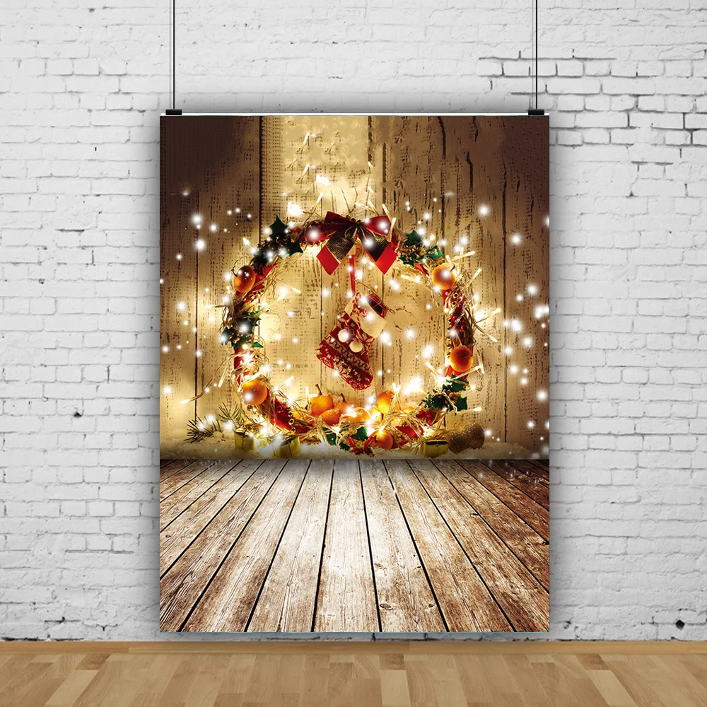 

SHUOZHIKE Christmas Tree Wooden Board Flower Wreath Gift Photography Window Snowman Cinema Background Prop XBS-02
